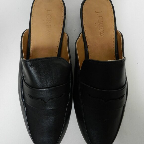 J Crew faux leather Penny Loafer mules slides flats slip on black NEW Size 7.5 - Picture 3 of 13